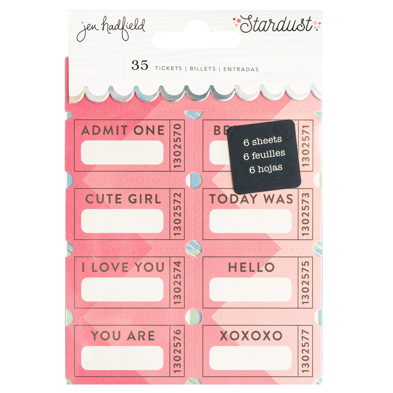 Jen Hadfield Stardust Ticket Book 6/Pkg-W/Silver Foil Accents